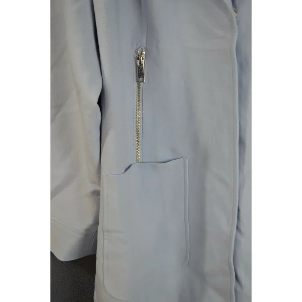 Ellos Trench Coat Womens 20 Blue Long Zip Pockets